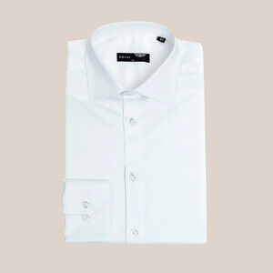 Horst Mens Slim-Fit Solid Stretch Satin Dress Shirt size 16/41 in white ens
